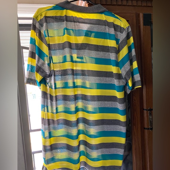 Men’s Multi Color Short Sleeve Polo Shirt Size L, 100% Polyester Material - Picture 5 of 6